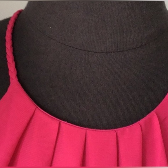 Soprano hot pink midi halter chiffon swing dress S - Picture 2 of 6